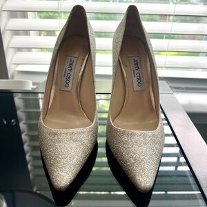 Jimmy Choo Romy 100MM Dusty Glitter Pointy Toe Pumps